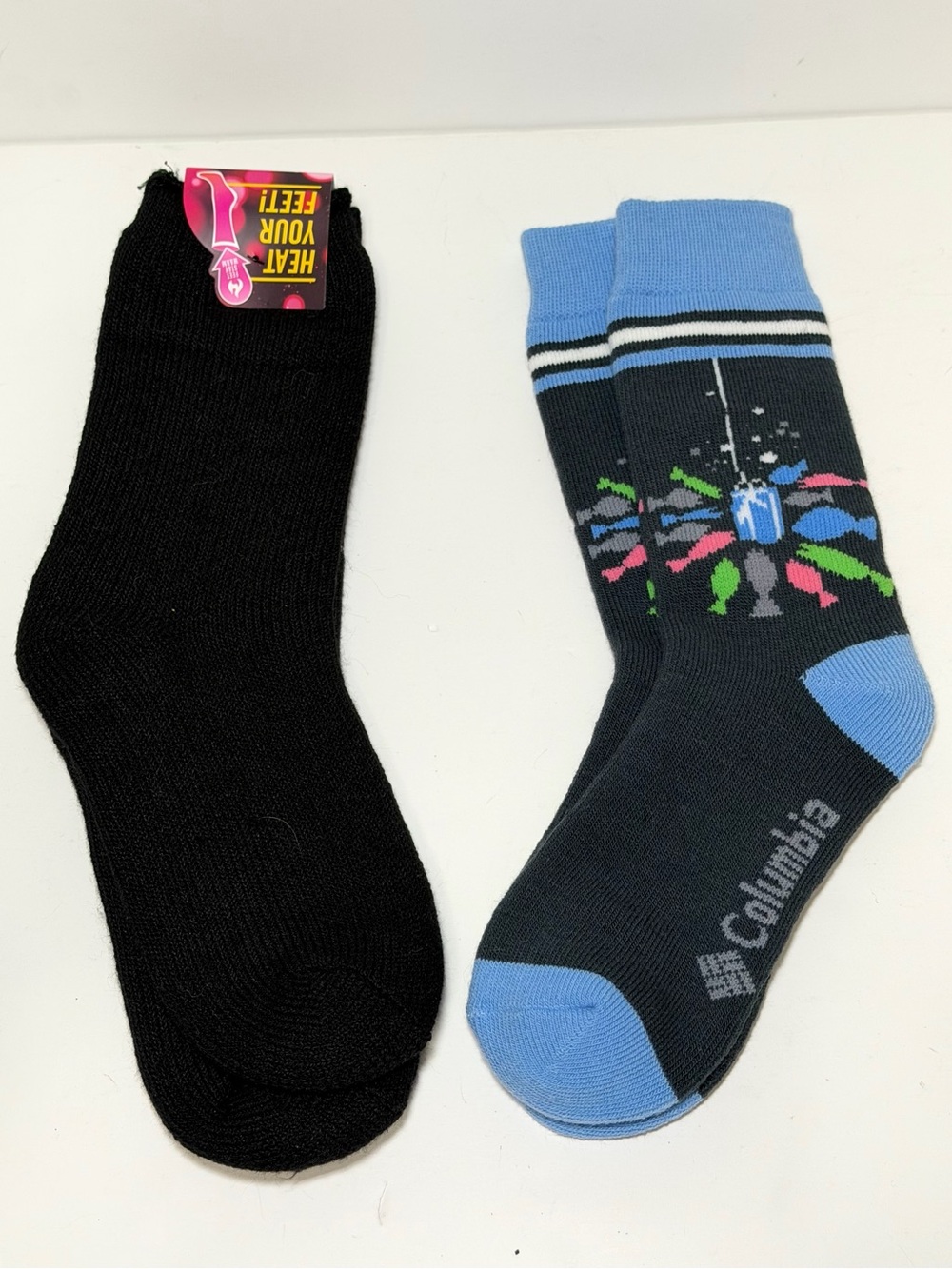 Columbia Crew Socks & Heat Your Feet Thermal Socks Bundle - One Size